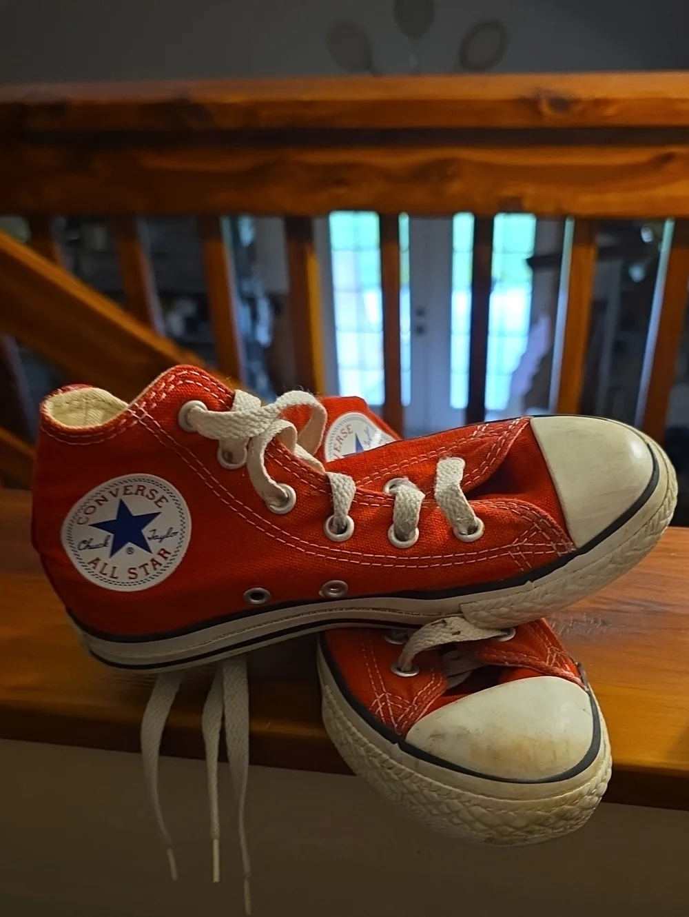 Converse Kids Red High Top Sneakers with White Accents